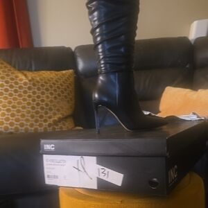 INC International Concepts Women's Black Leather Boots